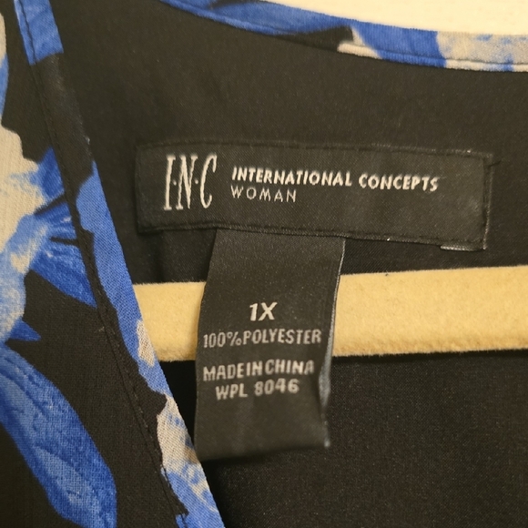 INC International Concepts Blue Floral Asymmetrical Dress - Picture 2 of 14